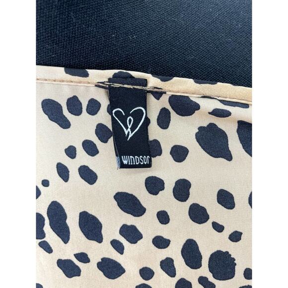 Windsor Cheetah Animal Print Crop Top Blouse S Puff Sleeve Elastic Wrist - Picture 11 of 12